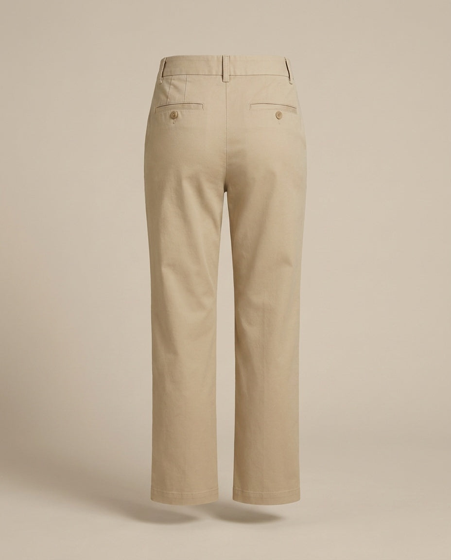 Aritzia Cropped Chino Trousers in Khaki with Blue Chambray Lining - photo 2