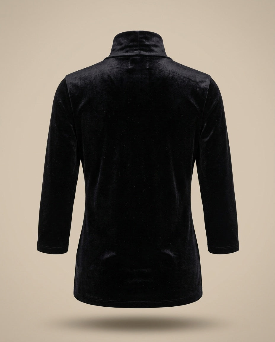 L'Agence Black Stretch Velvet Turtleneck Top - photo 2