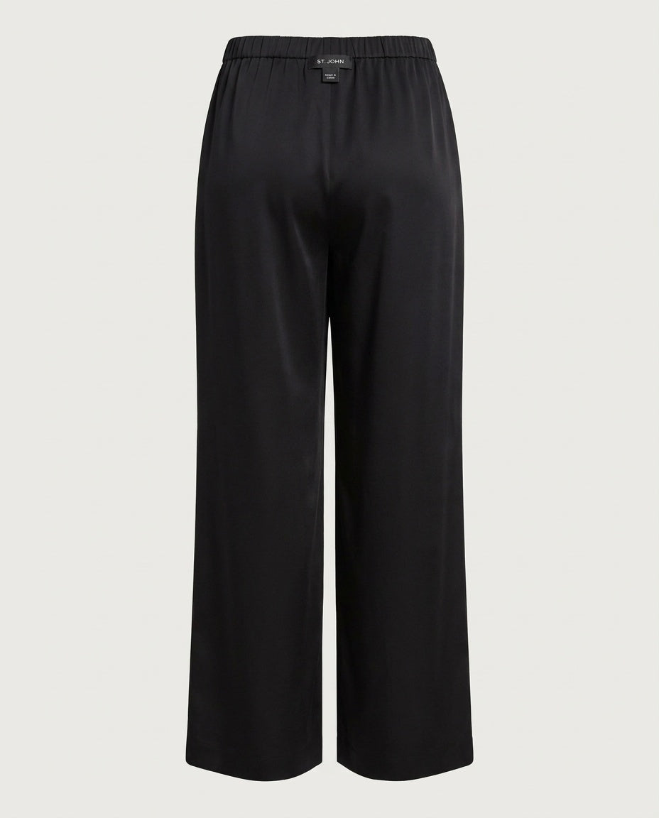 St. John Black Wide-Leg Pull-On Trousers with Hybrid Waistband - photo 2