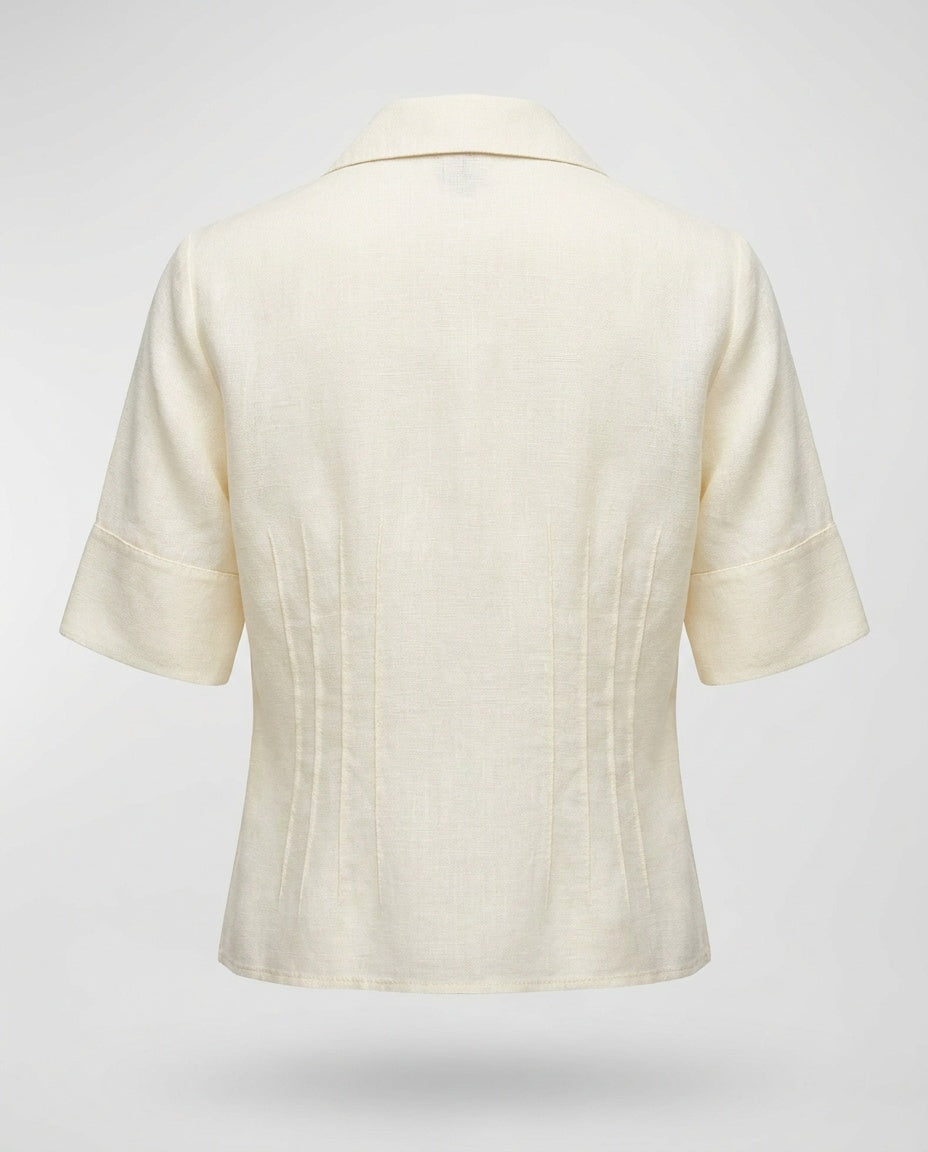 Lafayette 148 New York Petite 100% Linen Short-Sleeve Button-Front Shirt - photo 2