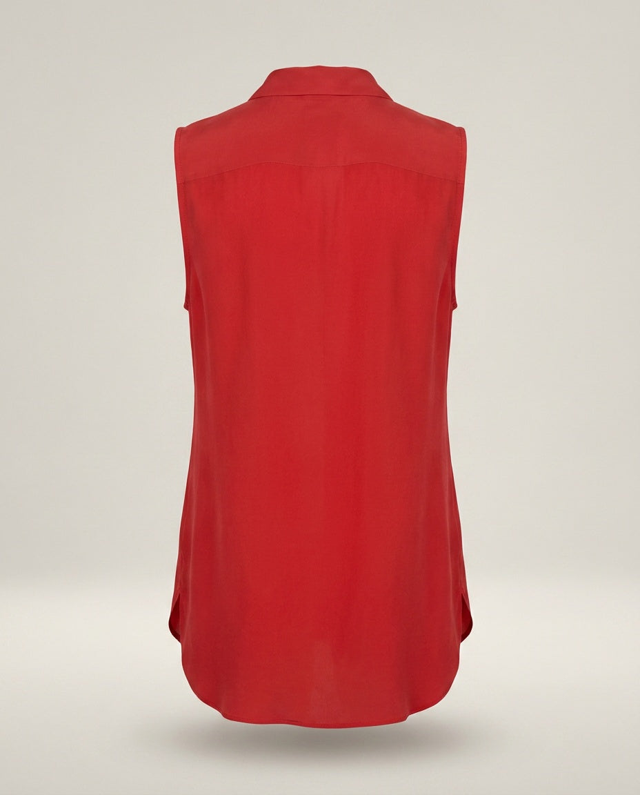 Equipment Femme 100% Silk Sleeveless Button-Front Blouse in Red - photo 2