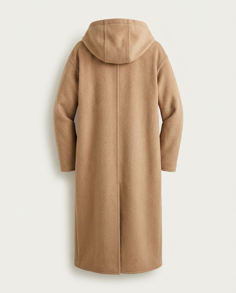 J. CREW Hooded Wool-Blend Overcoat in Camel/Tan with Salmon Acetate Lining - photo 2