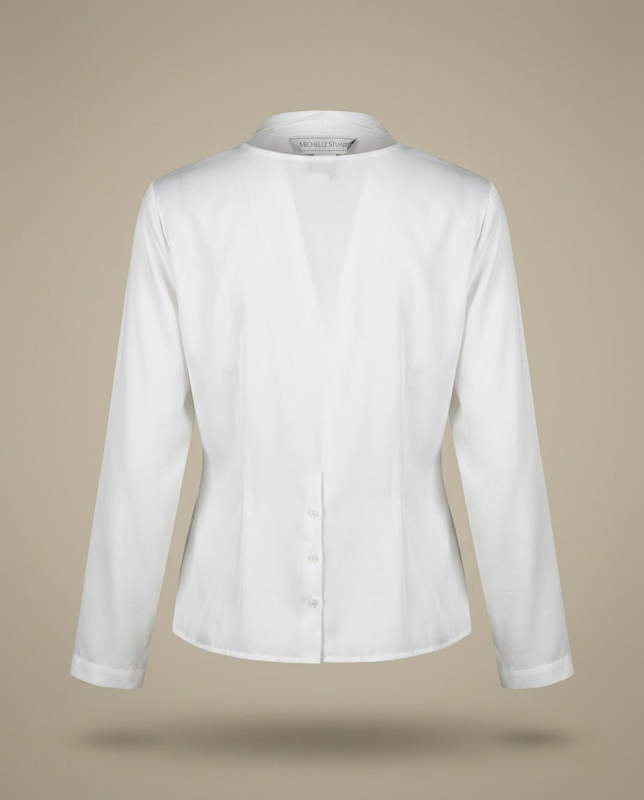 Michelle Stuart Draped Long-Sleeve Blouse with Satin Band - 1980s Polyester - photo 2