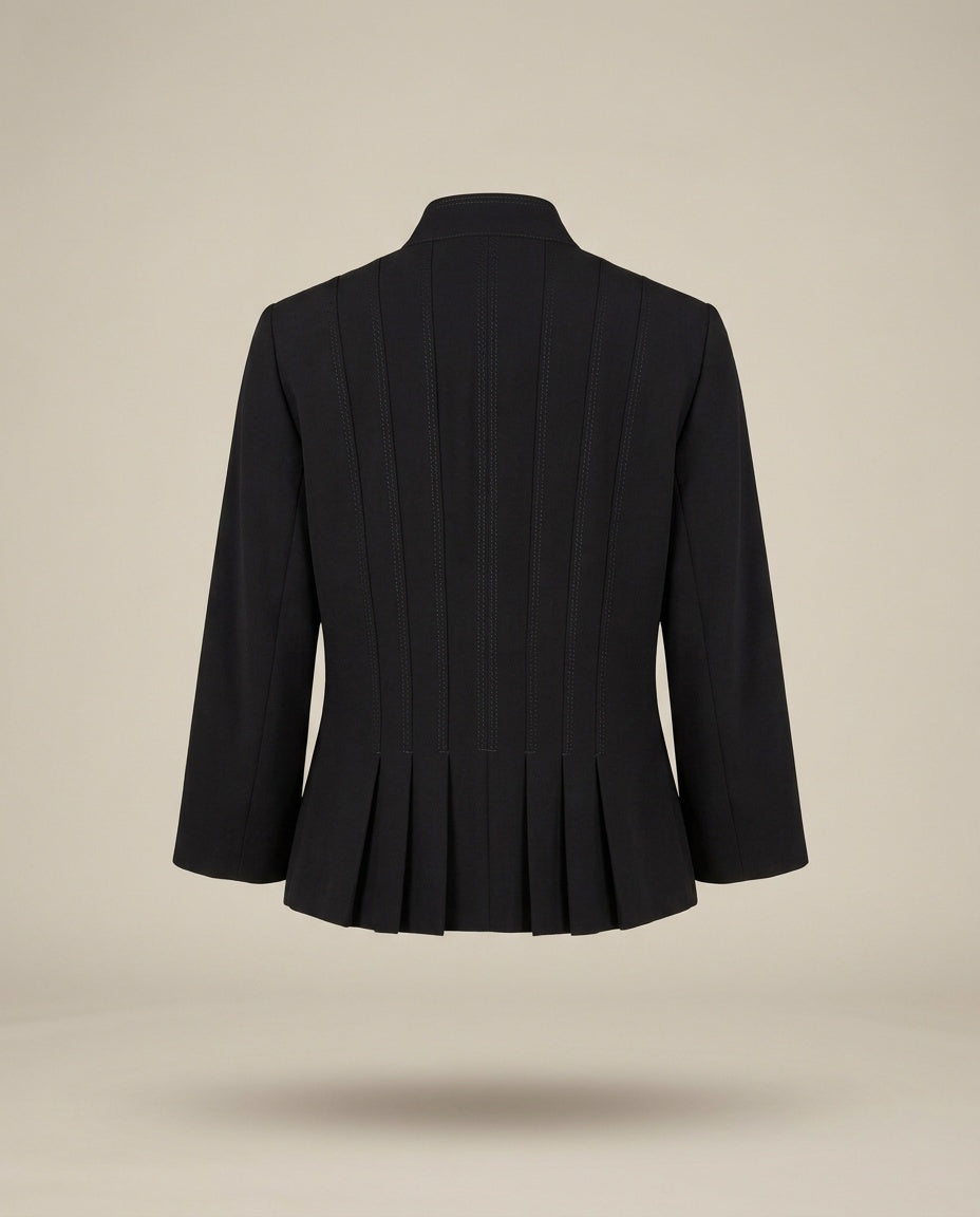 Lafayette 148 New York Structured Blazer Jacket with Mandarin Collar & Pleated Hem - photo 2