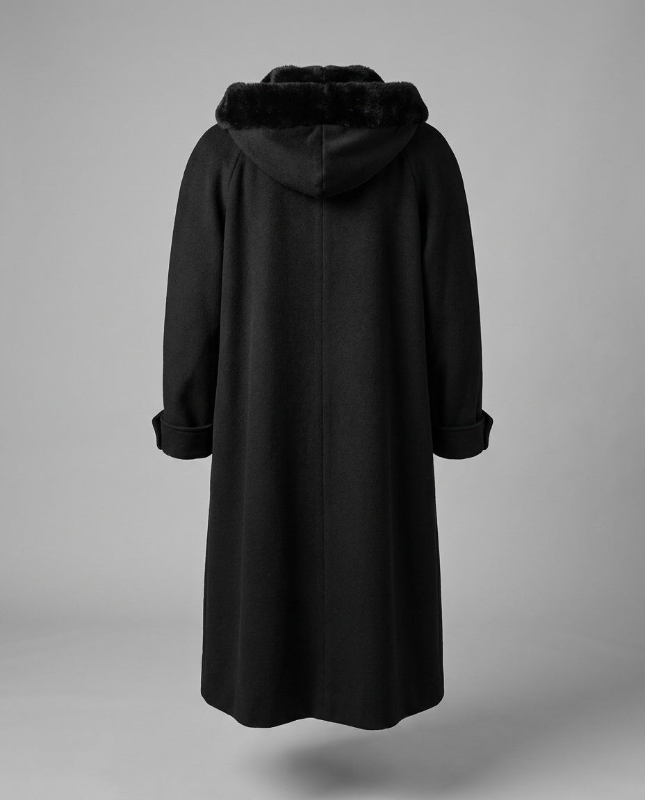 ALORNA Hooded Wool-Nylon Overcoat with Faux Fur Trim - photo 2