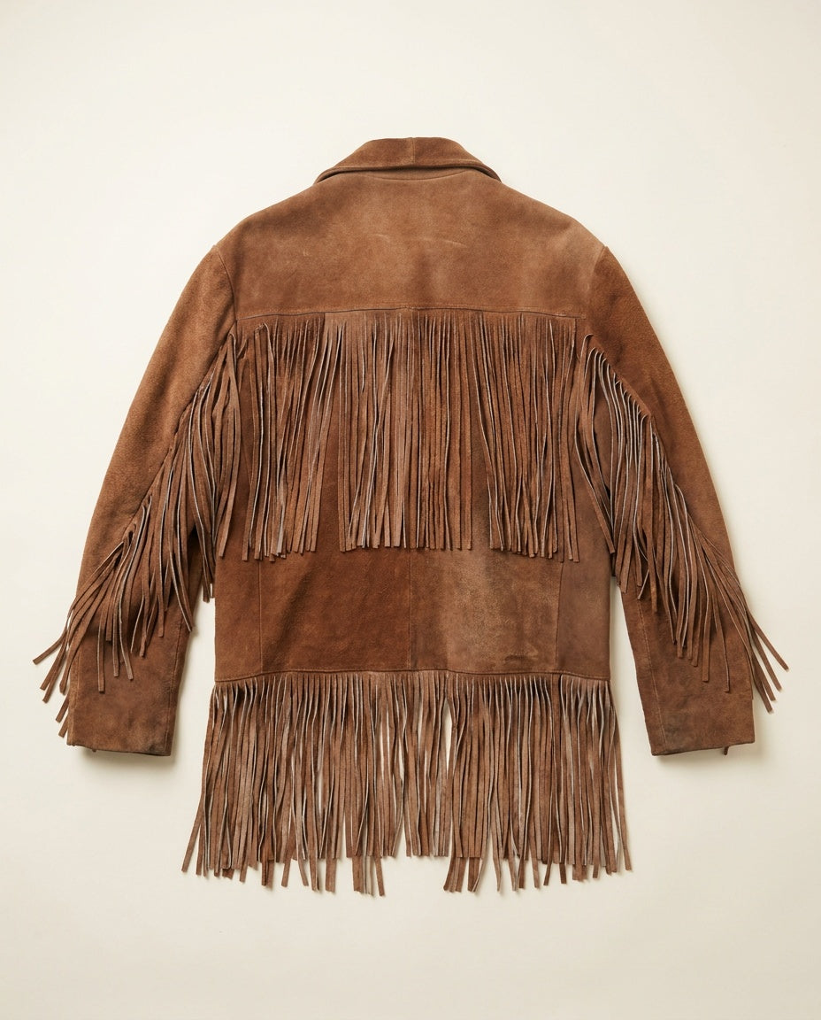 1970s Suede Fringe Jacket with Abstract Floral Lining - photo 2