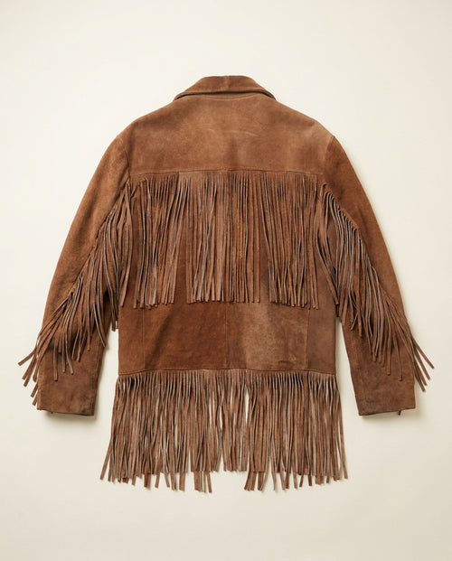 1970s Suede Fringe Jacket with Abstract Floral Lining - photo 2