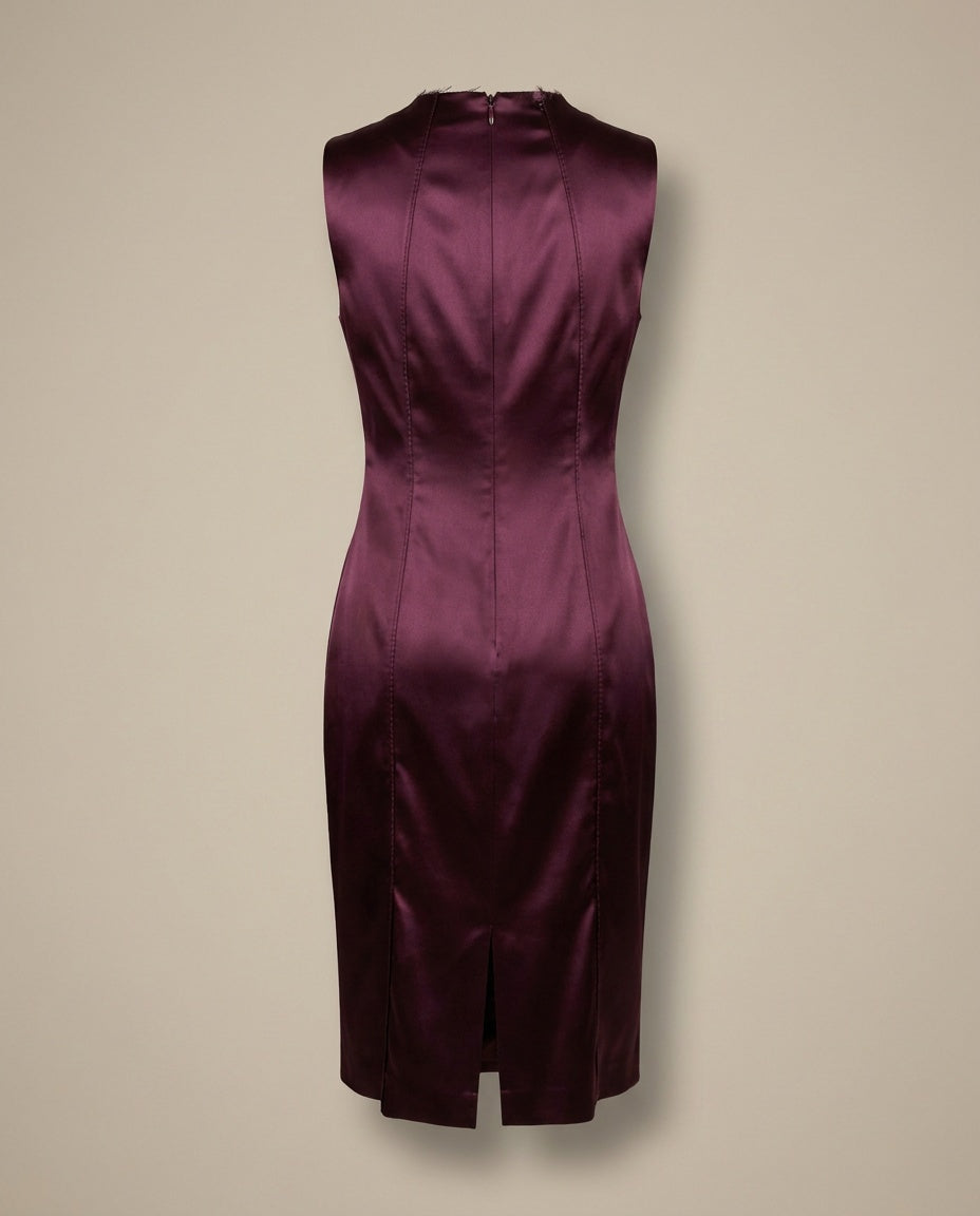 GIO'GUERRERI Deep Burgundy Satin Sheath Dress - photo 2
