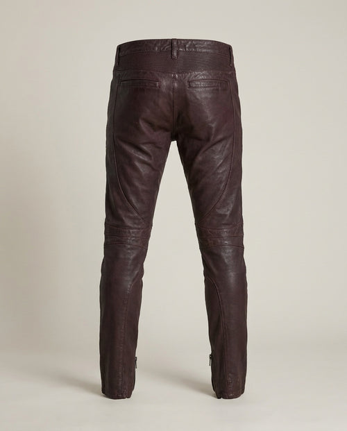 AllSaints Dark Burgundy Italian Leather Moto Trousers W26 - photo 2