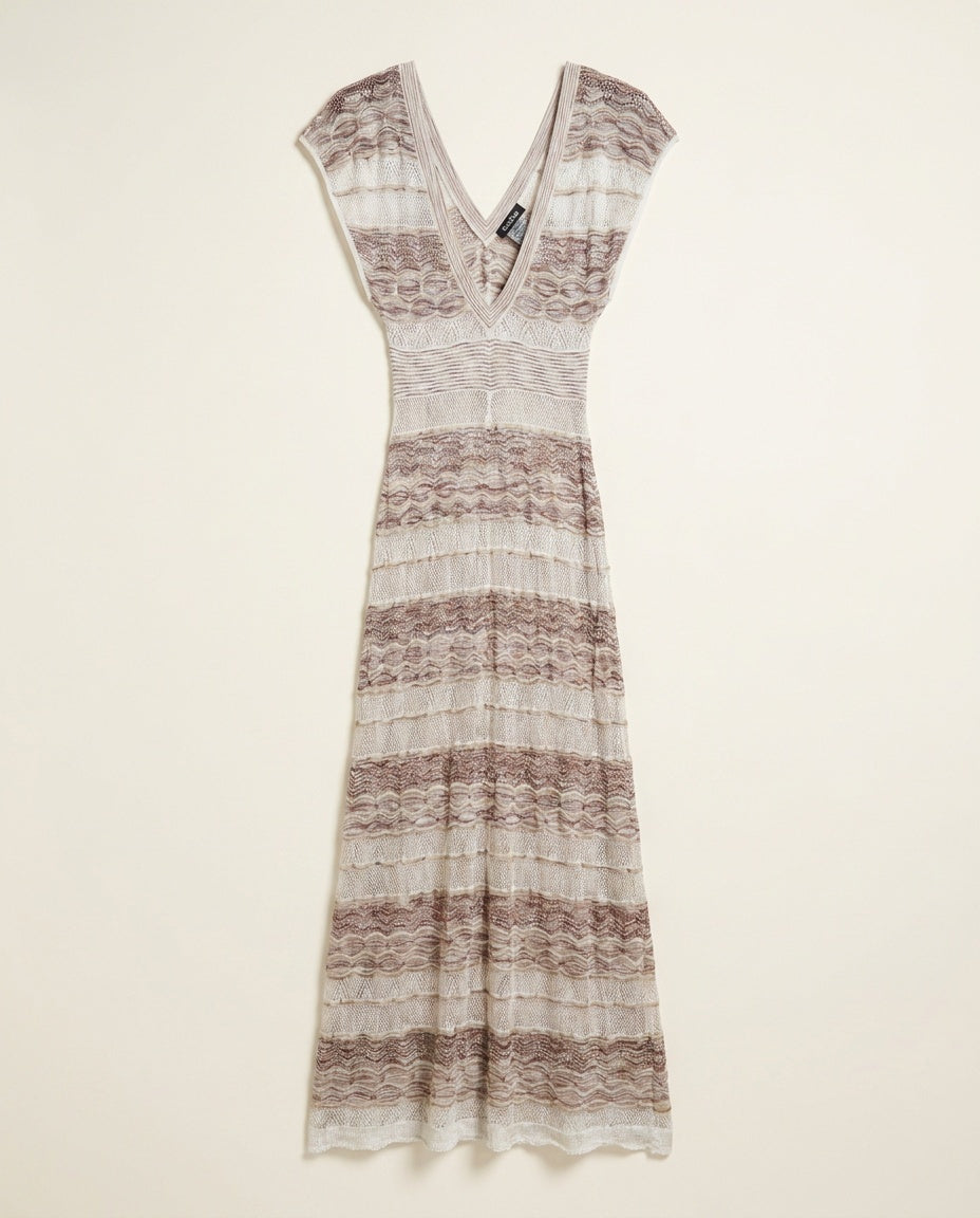 bebe Knit Maxi Dress with Horizontal Stripes and Open-Knit Texture - photo 2