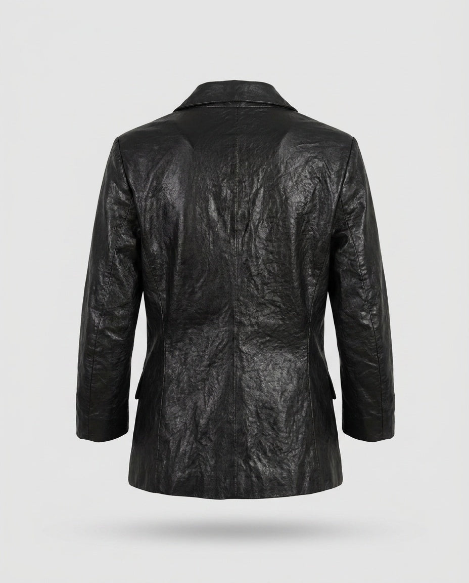 Elizabeth and James Black Faux Leather Blazer Jacket - photo 2