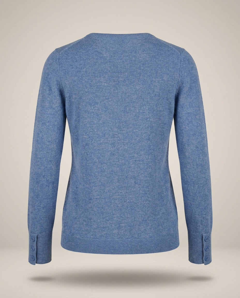 Talbots Crewneck Cashmere Pullover Sweater in Heathered Medium Blue - photo 2
