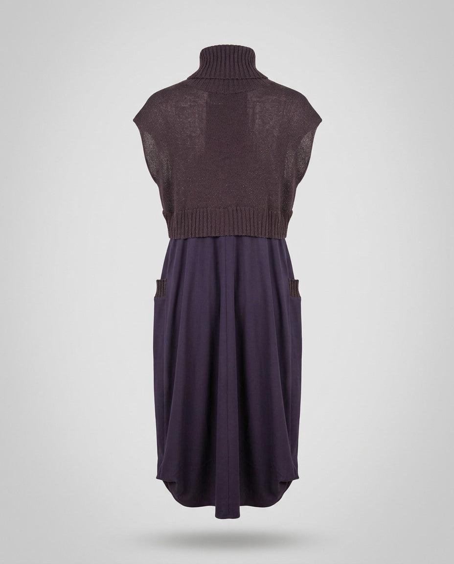 Crea Concept Deep Purple Mixed-Media Turtleneck Dress - photo 2
