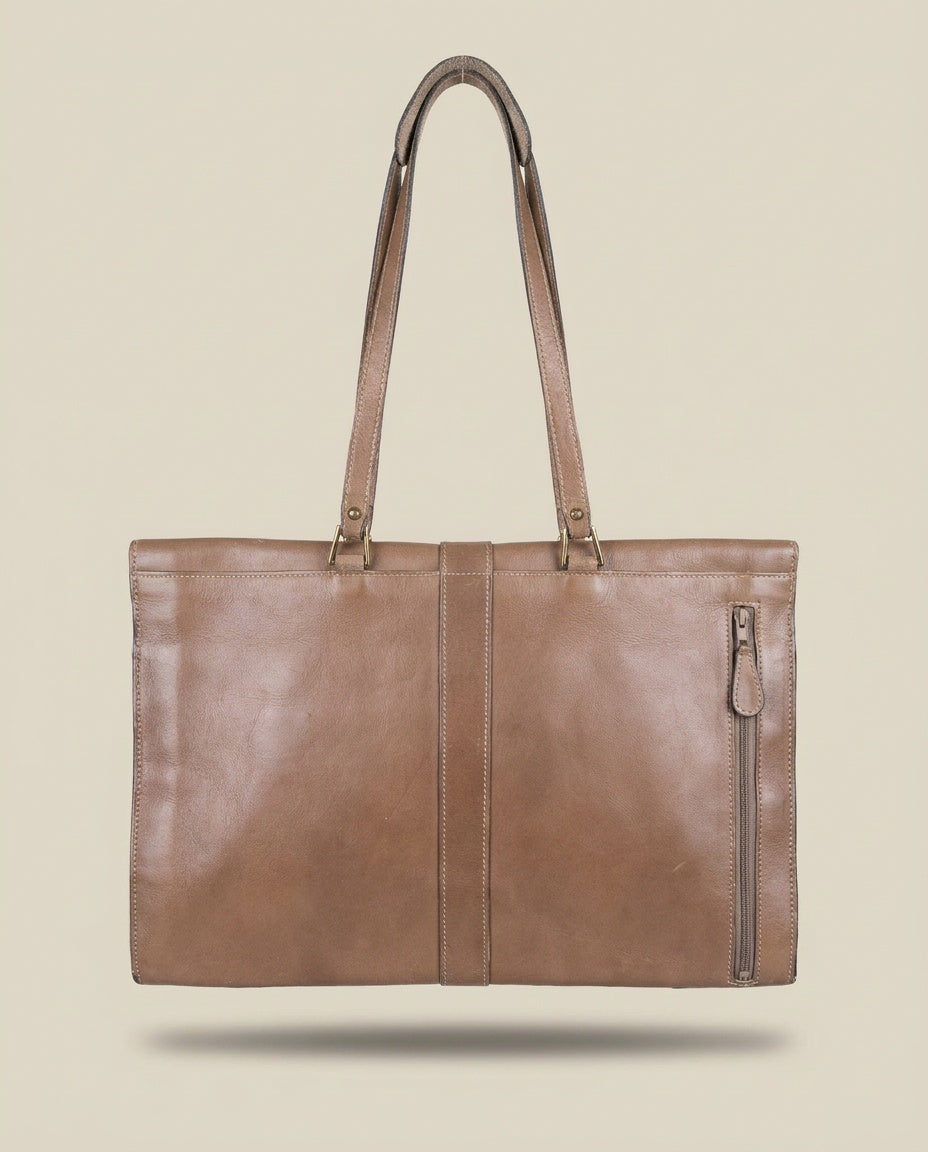 Schlesinger Brothers Tan Leather Envelope Clutch with Gold-Tone Hardware - photo 2