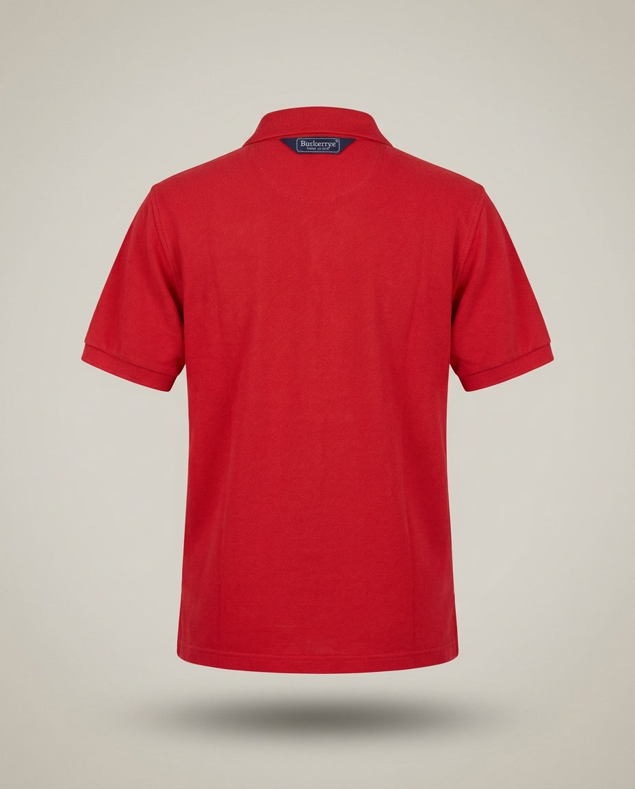 Burberrys Red Piqué Polo Shirt with Embroidered Crest - photo 2