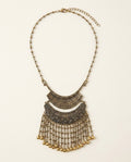 Tribal Style Bib Necklace with Crescent Tiers and Fringe Chains - photo 2