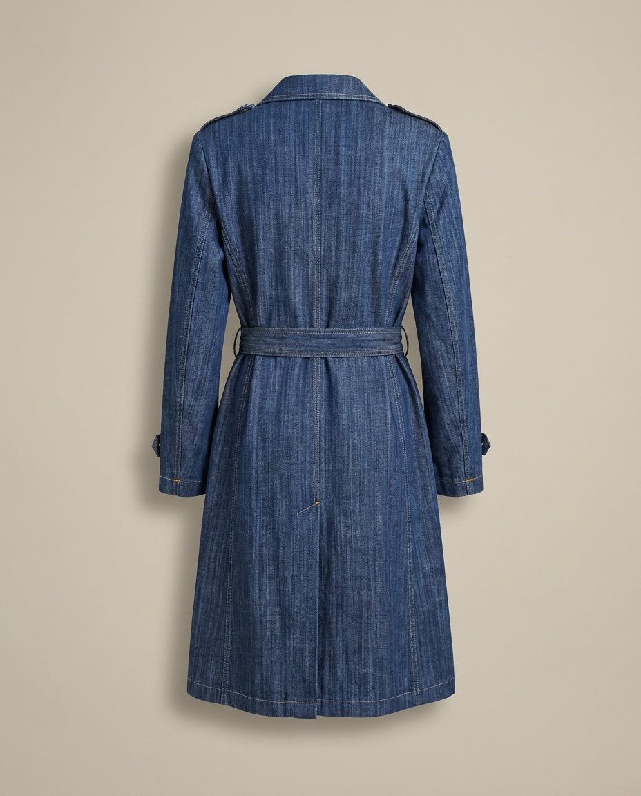 GOODMATCH Double-Breasted Denim Trench Coat - Medium-Dark Indigo Blue, NWT - photo 2