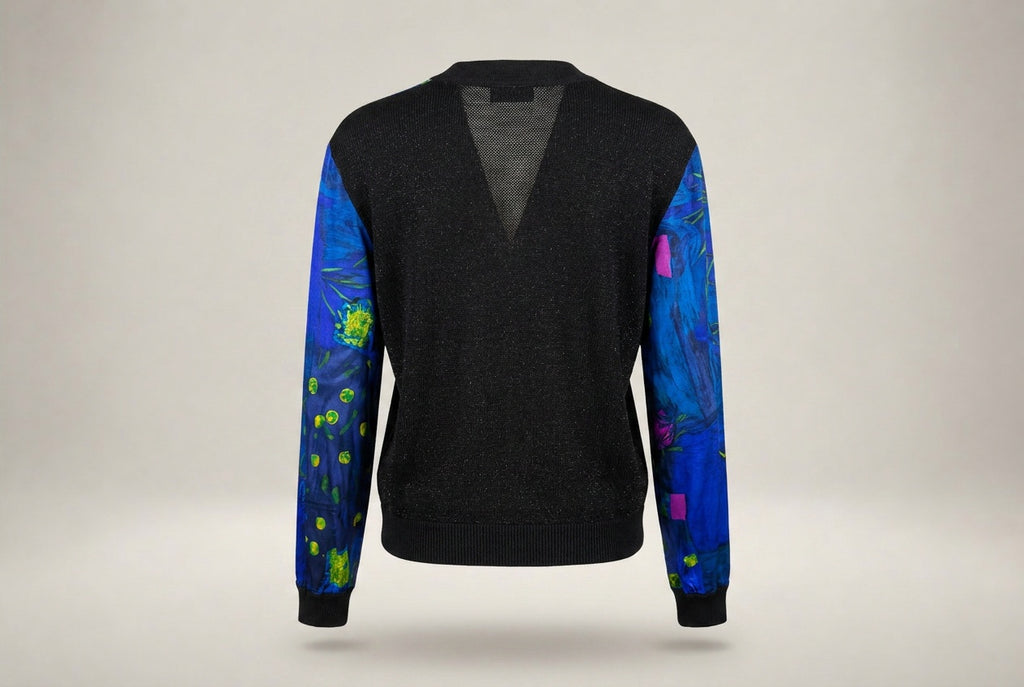 St. John Collection by Marie Gray Mixed-Media Cardigan with Abstract Floral Print - photo 2