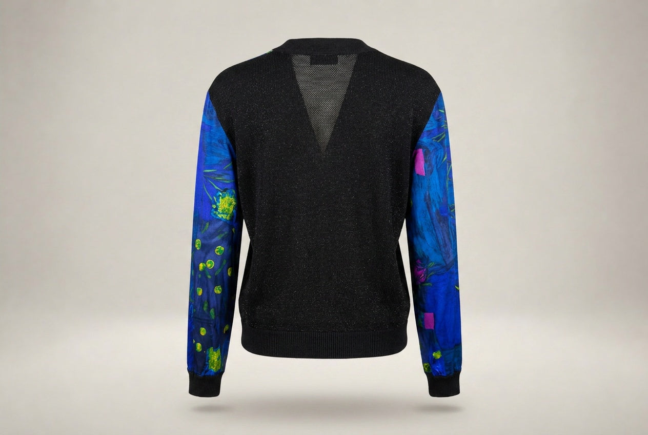 St. John Collection by Marie Gray Mixed-Media Cardigan with Abstract Floral Print - photo 2