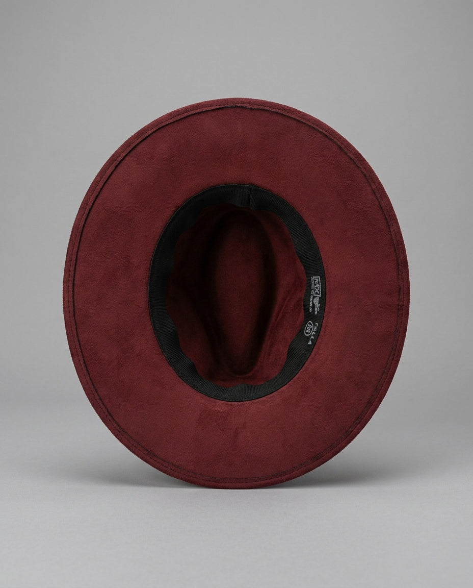 MX Wide-Brim Fedora Hat in Burgundy Suede - photo 2