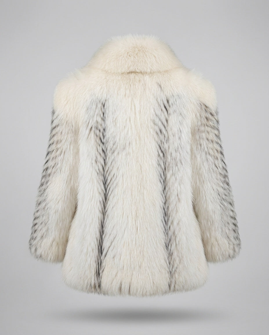 Dolores Chicago Cropped Fur Jacket with Herringbone Pattern - photo 2