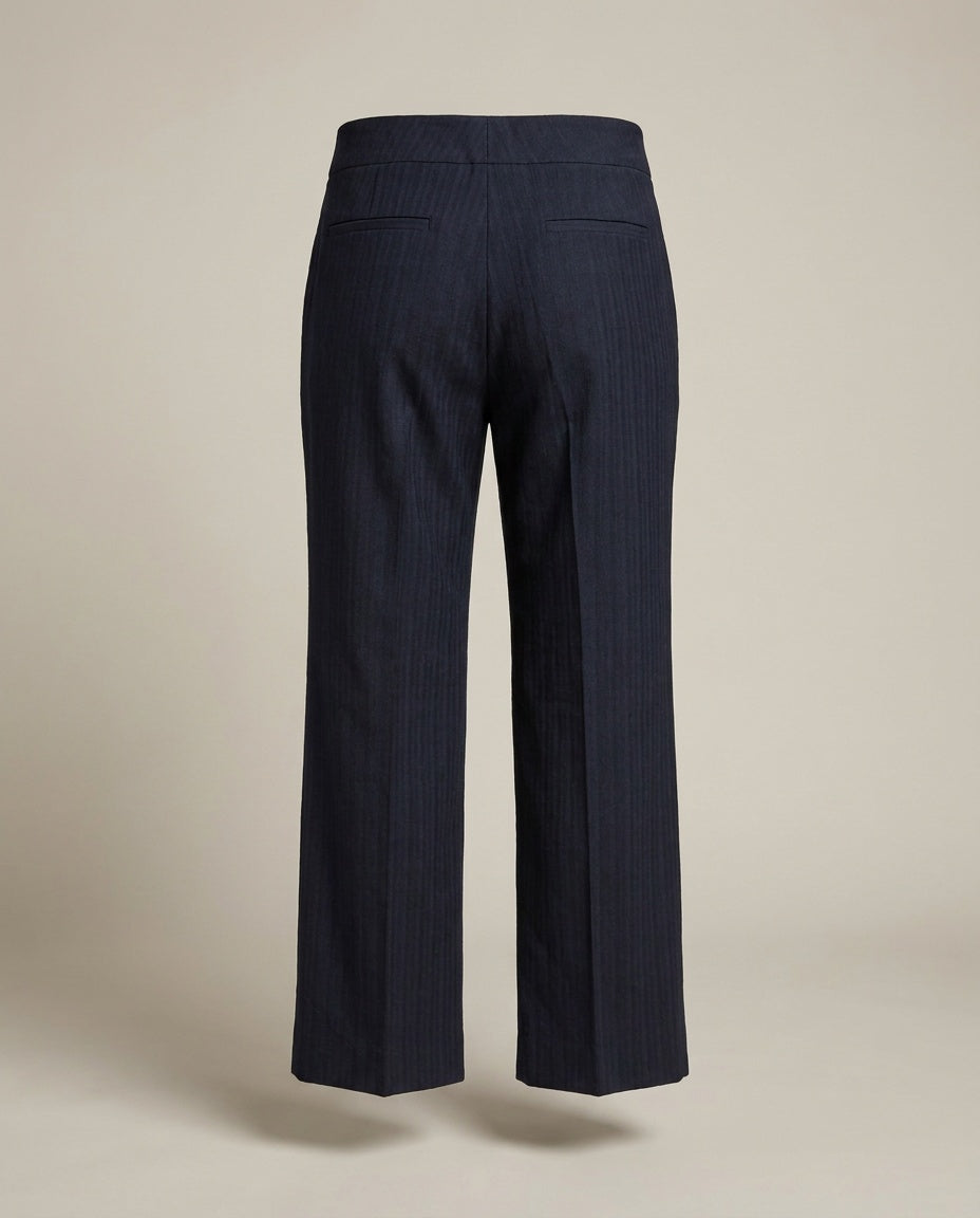 Marni Navy Tonal Pinstripe Wide-Leg Cropped Trousers - photo 2