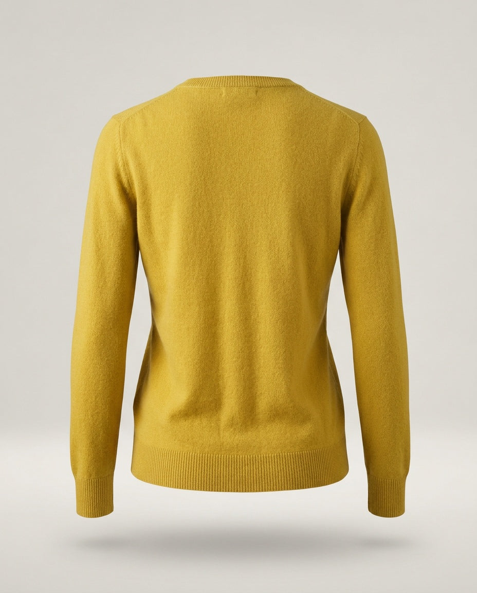Lands' End 100% Cashmere Crewneck Sweater in Mustard Yellow - photo 2
