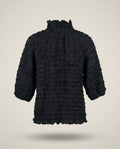 1950s Unbranded Black Smocked Shirred Open-Front Jacket - photo 2