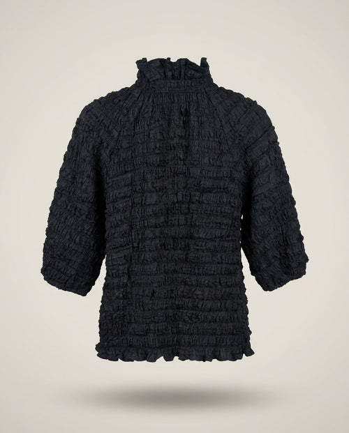 1950s Unbranded Black Smocked Shirred Open-Front Jacket - photo 2