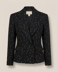 Cache 1980s Double-Breasted Blazer in Textured Boucle with White Dot Pattern - photo 1