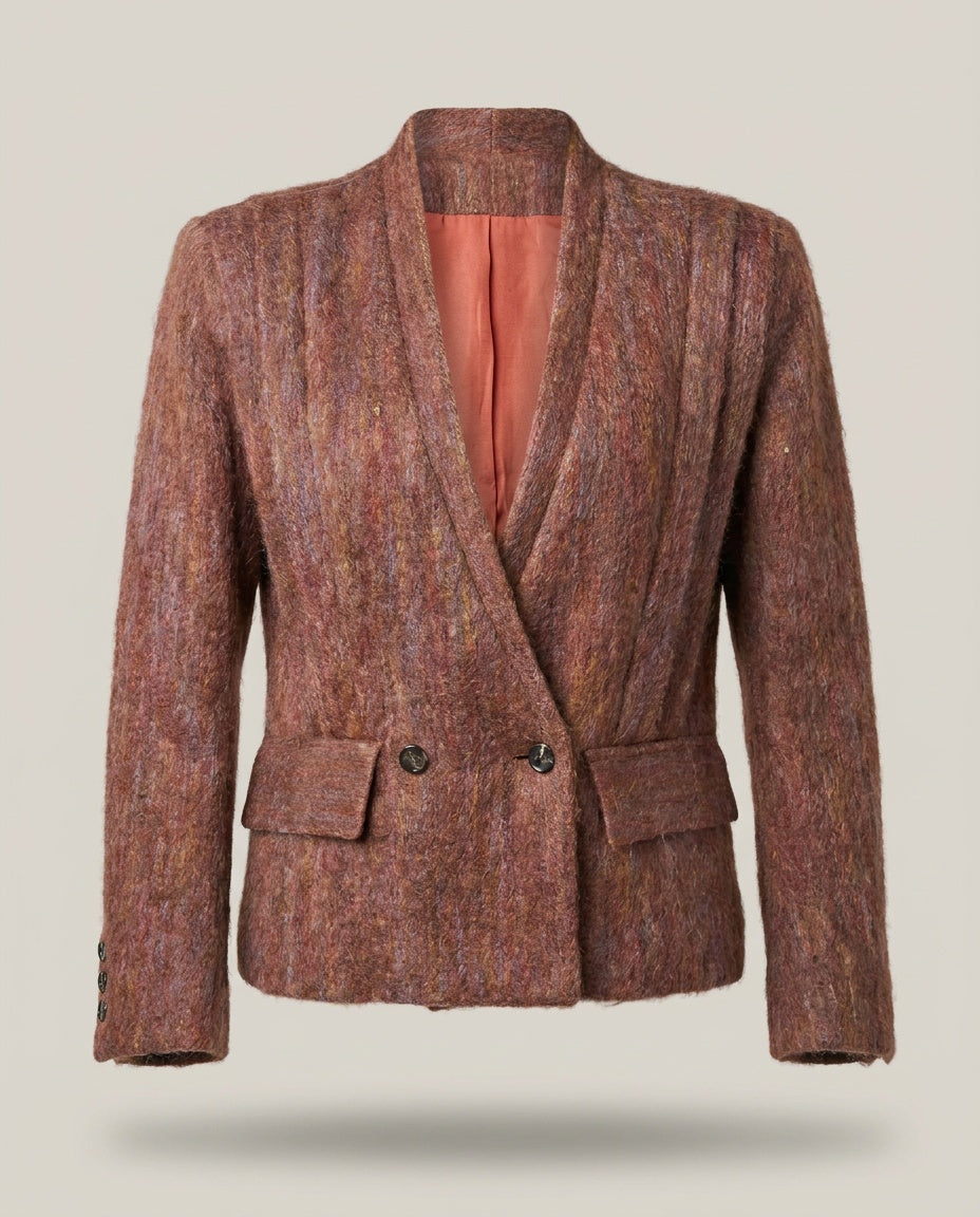 1970s Fuzzy Mohair-Blend Shawl Collar Blazer - photo 1