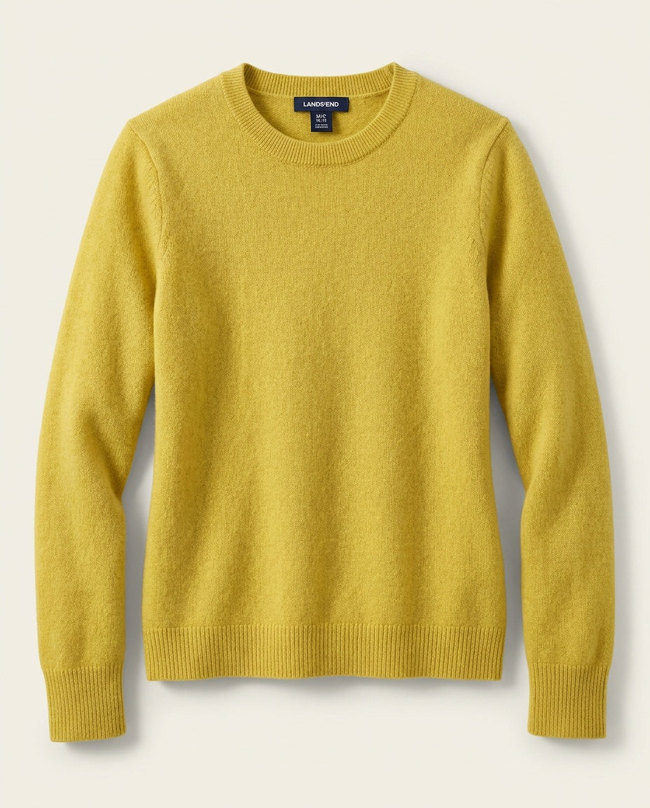 Lands' End 100% Cashmere Crewneck Sweater in Mustard Yellow - photo 1