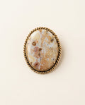 Mid-20th Century Gold-Tone Agate Cabochon Brooch - photo 1