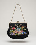 Needlepoint Evening Bag with Floral Bouquet and Gold-Tone Chain Strap - photo 1