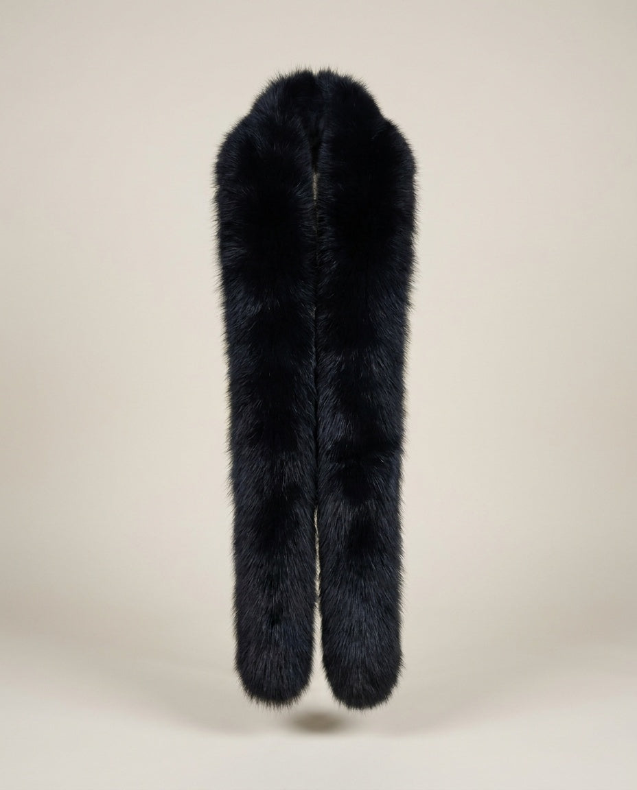 Black Fox Fur Stole - Long Narrow Silhouette with Dense Guard Hairs - photo 1
