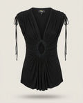 Black Ruched Sleeveless Top with Cutout - Sky - photo 1