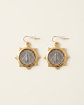 Susan Shaw Gold-Tone Coin Drop Earrings with Silver Bee Motif - photo 1
