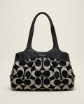Coach Structured Tote Handbag in Black and White/Cream Jacquard - photo 1