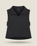 Sun Kim Black and White Pinstripe Sleeveless Top - photo 1