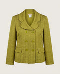 LUCA LUCA Double-Breasted Cropped Jacket in Chartreuse Green with Textured Jacquard Pattern - photo 1