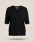 C by Bloomingdale's 100% Cashmere Pullover Sweater with Silver-Tone Buttons, Black, XL - photo 1