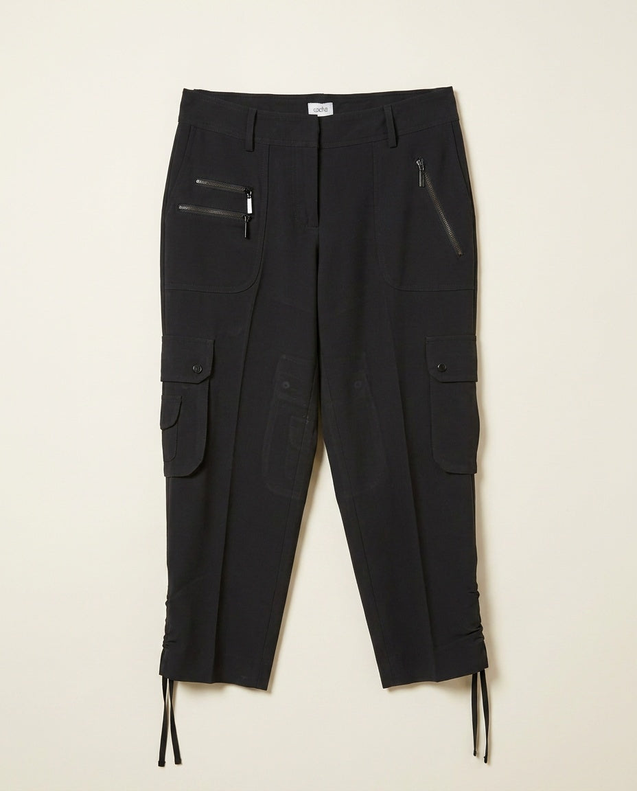 Caché Black Cargo Trousers - 95% Polyester / 5% Spandex - photo 1