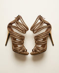 Alexander McQueen Bronze/Gold Metallic Strappy Stiletto Heel Sandals - photo 1