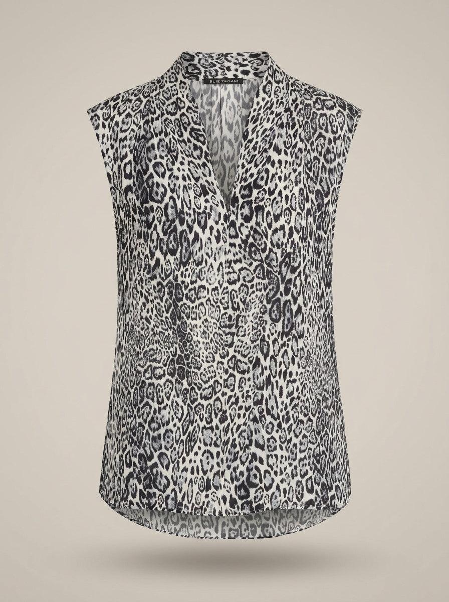 Elie Tahari Sleeveless Silk Blouse in Leopard Print - photo 1