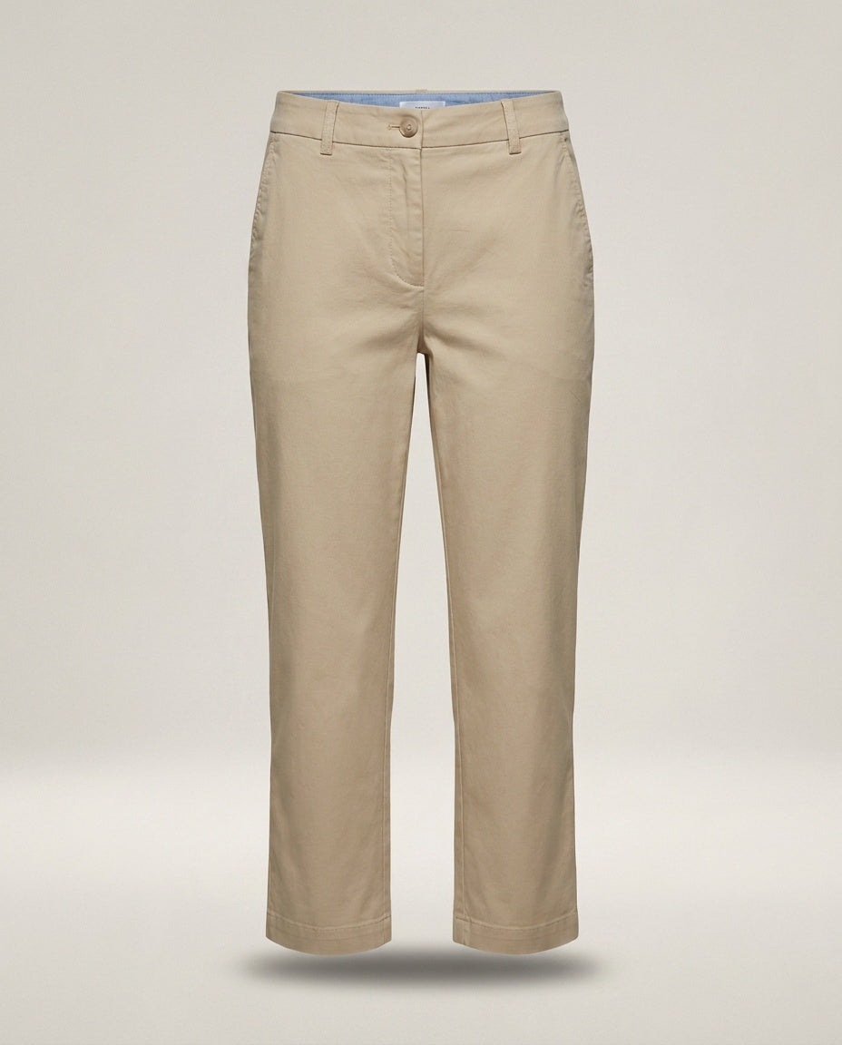 Aritzia Cropped Chino Trousers in Khaki with Blue Chambray Lining - photo 1