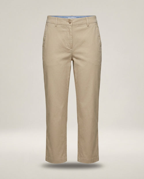 Aritzia Cropped Chino Trousers in Khaki with Blue Chambray Lining - photo 1