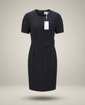 BOSS Navy White Pinstripe Short-Sleeve Sheath Dress - photo 1