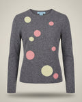 GENE MEYER Heathers Grey Cashmere Crewneck Sweater with Intarsia Circle Motifs - photo 1