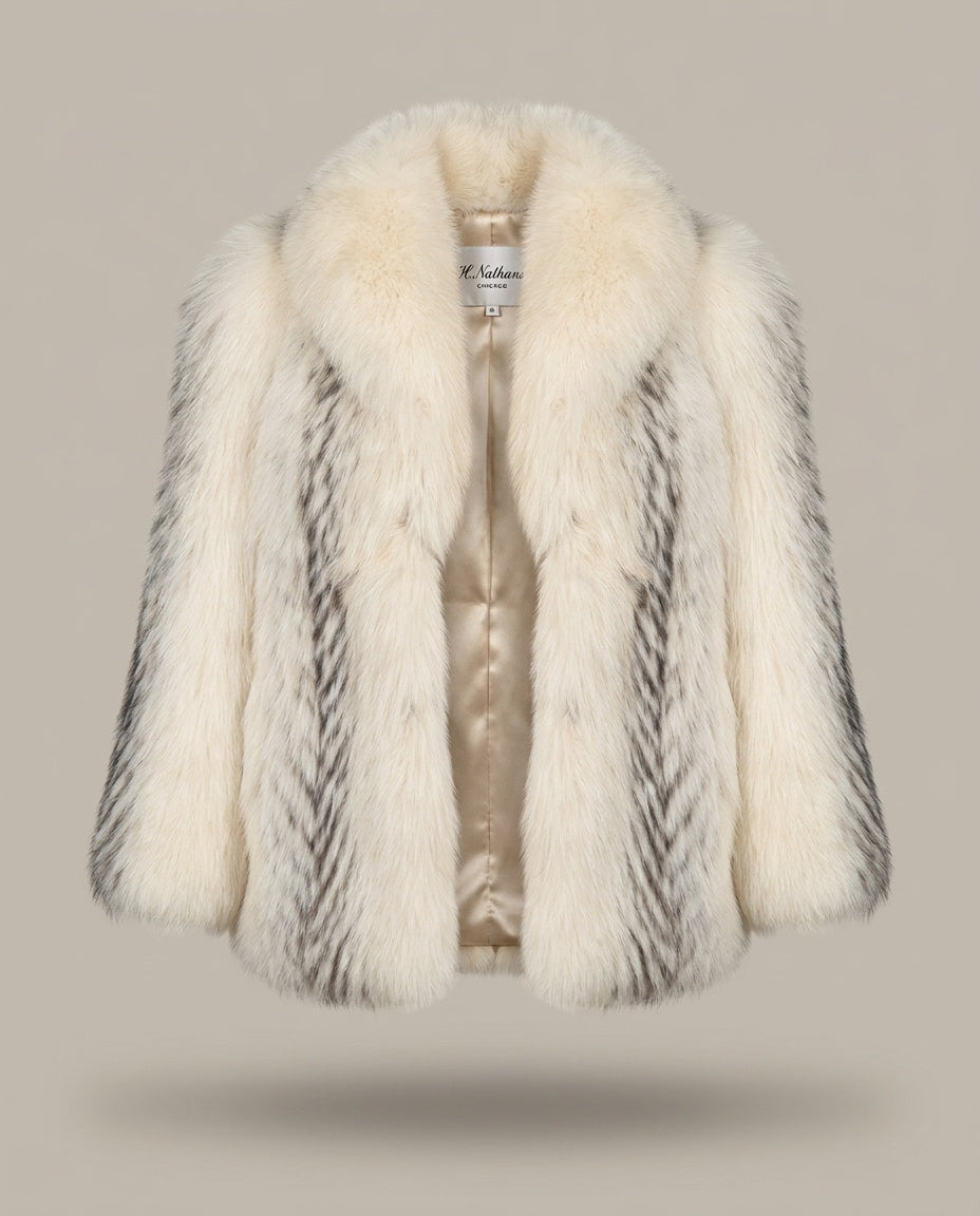 Dolores Chicago Cropped Fur Jacket with Herringbone Pattern - photo 1