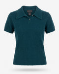 Limited London Paris New York Teal Short-Sleeve Angora Knit Polo Sweater - photo 1